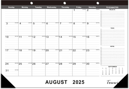 TOWWI 2025-2026 Desk Calendar, 17"x12" Desktop Monthly Calenda for Home, Office, Family with To-do List, Ruled Blocks, Corner Protectors
