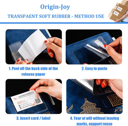 Origin-Joy 35 PCS Self Adhesive Index Card Pockets with Top Open, Clear Plastic Label Holder for Cards of Note, Library and Business, Adhesive Label Pockets & Card Holder (8.5 x 3.5 inch)