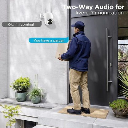 WOOLINK 2PCS 4MP Solar Security Cameras Wireless Outdoor, 2.5K Solar/Battery Powered Camera for Home Security, Pan/Tilt 2.4Ghz WiFi Camera with PIR, 2-Way Audio, Cloud/SD, Color Night Vision