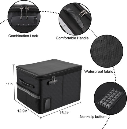 TOMKID Fireproof File Cabinet with Lock, Fireproof Document Organizer Collapsible File Box Filing Cabinet with Handle for Letter Legal Folder Certifications