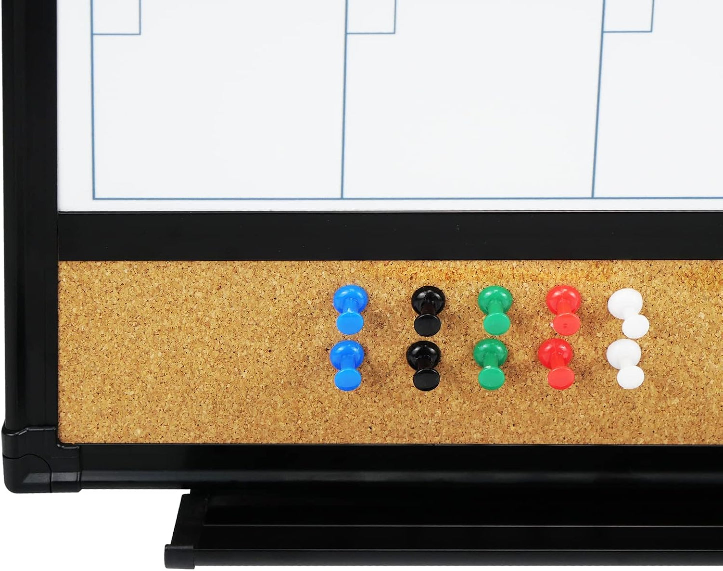 JILoffice Magnetic Calendar Whiteboard & Bulletin Corkboard Combination, Combo Board 24 x 18 Inch, 2 Pack, Black Aluminum Frame Wall Mounted Board for Office Home and School with 10 Push Pins