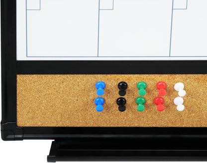 JILoffice Magnetic Calendar Whiteboard & Bulletin Corkboard Combination, Combo Board 24 x 18 Inch, 2 Pack, Black Aluminum Frame Wall Mounted Board for Office Home and School with 10 Push Pins