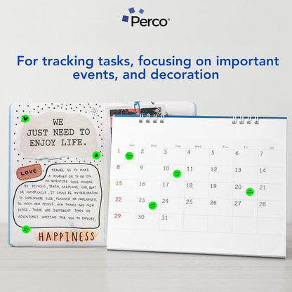 Perco Fluorescent Green 1/2-Inch Round Circle Dot Sticker Labels with Easy Peel Perforation - 3,000 Labels per Roll - Strong Adhesion, Vibrant Colors for Organizing, Crafting & More - Made in USA