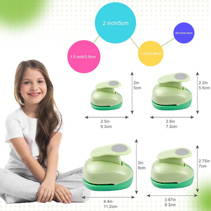 UCEC Craft Hole Punch, 2+1.5+1+5/8Inch Circle Punch, Circle Hole Punch, 4 Pcs Paper Punches for Crafting, Cardboard, Office Supplies, Back to School Supplies