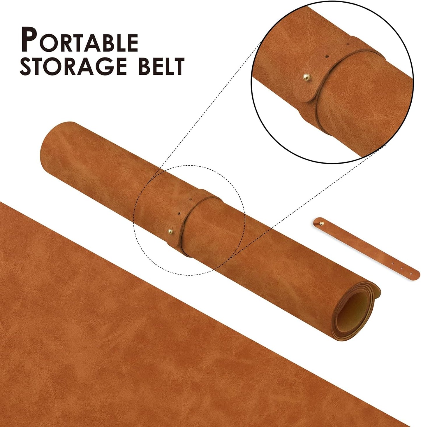 Distressed Leather Desk Mat - Non-Slip PU Desk Pad for Office and Home - Desk Organization and Accessories - Ideal for Large Mouse Pad and Desk Mats on Top of Desks(Tan,36"x 17")