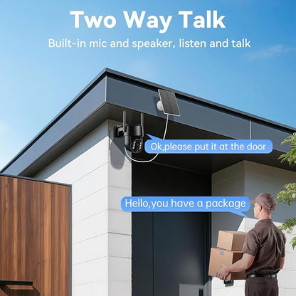 Solar Security Cameras Wireless Outdoor, 5G&2.4GHz Cameras for Home Security, 2K Solar Outdoor Camera, Color Night Vision, AI Human Detection, 2-Way Talk, Siren Alarms (2-Pack)
