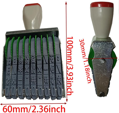 zeng 9 Digit Adjustable Number Stamp, with Number 0-9 and Symbols, Rubber Rolling Office Business Stamp, Supermarket & School Supplies, Multicolor