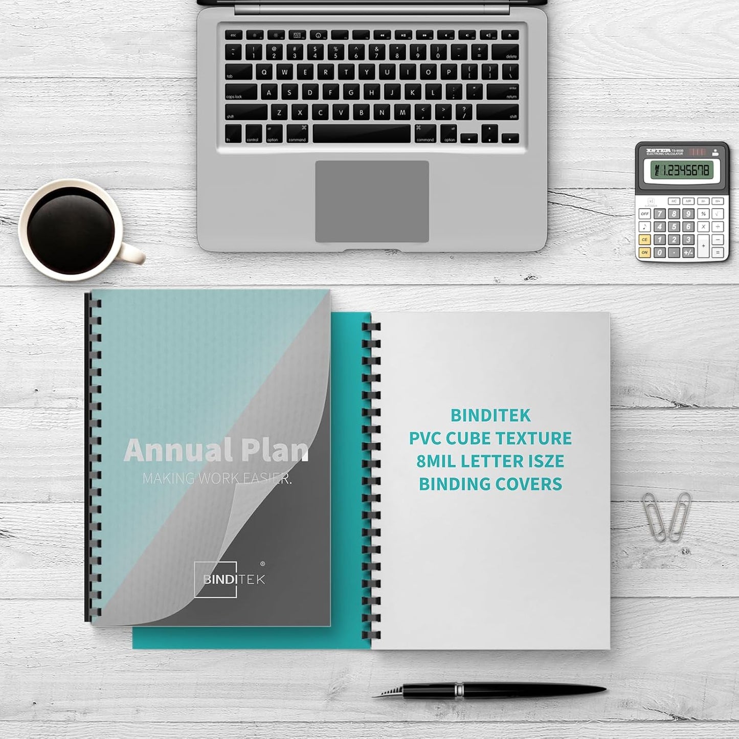 Binditek 15 Pack 8 Mil PVC Binding Presentation Covers, Semi-Transparent with Cube Pattern, 8-1/2 x 11" Letter Size, Square Corners, Un-Punched