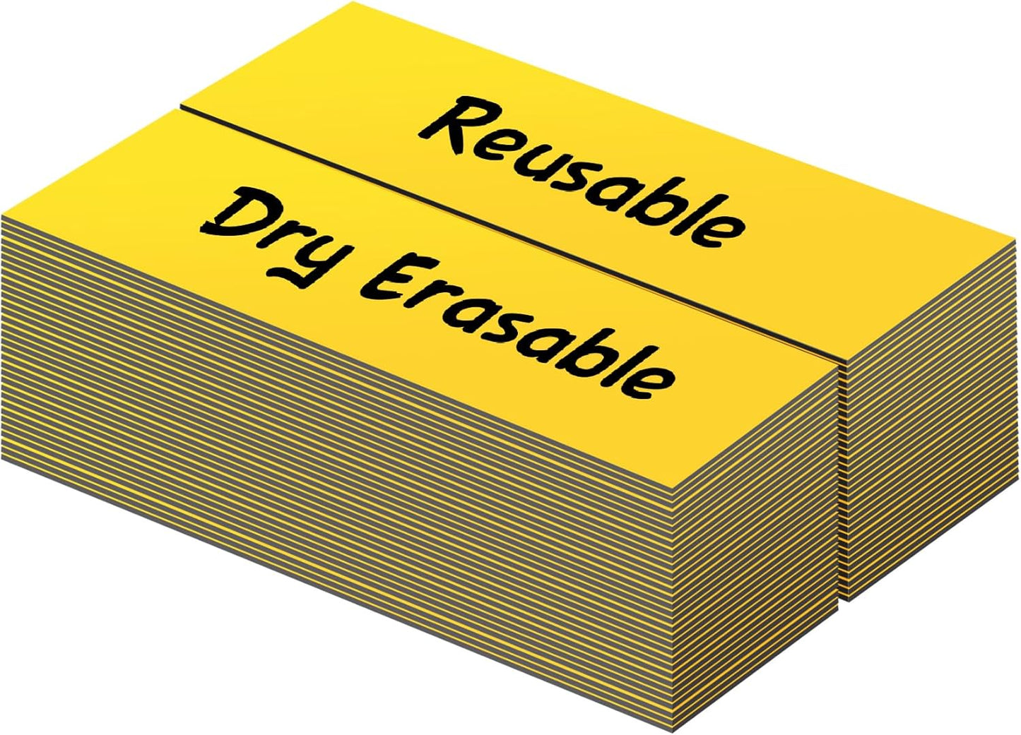 LLPT Dry Erase Magnetic Labels 1" x 3" 50 Packs Blank Writable Magnet Stickers Reusable for Refrigerator Shelf Whiteboard Toolbox Craft and Other Metallic Surfaces Yellow (DML1030YW)