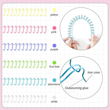 30Pcs Metal Double Loop Binding Wires Double Spiral Binding Ring Coil, 9/16" 23 Holes, 2:1 Pitch Cinch Binding Machine Wire for Teacher Student Document Notebook File Making (Iridescence)