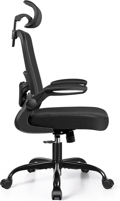 FelixKing Ergonomic Office Chair, Headrest Desk Chair with Adjustable Lumbar Support, Home Office Swivel Task Chair with High Back and Armrest, Adjustable Height Gaming Chair(Black)