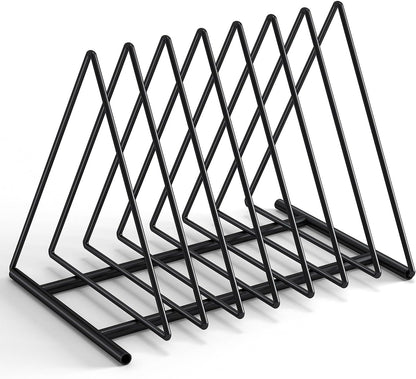 Triangle Desk File Organizer, 7 Slots Metal File Sorter Magazine Holder Document Rack,Desktop Bookshelf Organizer for Office Home School,Black
