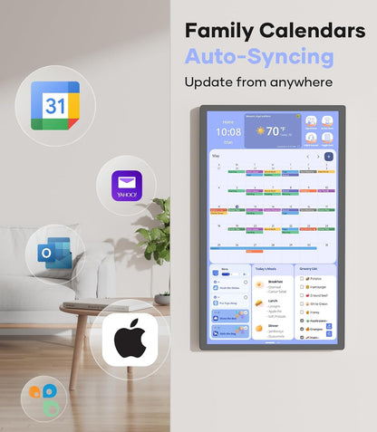 Cozyla Digital Calendar+ 2: 24 inch Wall Planner Touch Screen Chore Chart Customize Dashboard Smart Electronic Calendar for Family Schedules Meal Planner Support Any Google Play App Wall Mount Black