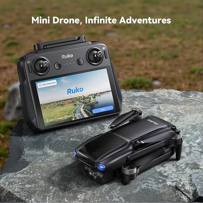 Ruko U11MINI 4K (RC3), Professional 8K Drone with 5.5" Screen Controller, Drones with camera for Adults 4K Video, 3-Axis Gimbal, 20000ft FPV Transmission, Under 249g, Beginner (64-Min Flight)