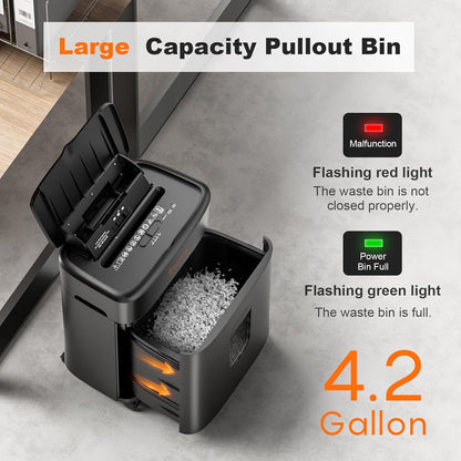 Bonsaii 100 Sheets Auto Feed Paper Shredder, Up to 30 Minutes Shredders for Home Office Use, Micro-Cut Heavy Duty Shredder / 4.2 Gallons/Security Level P-4 (C231-D)