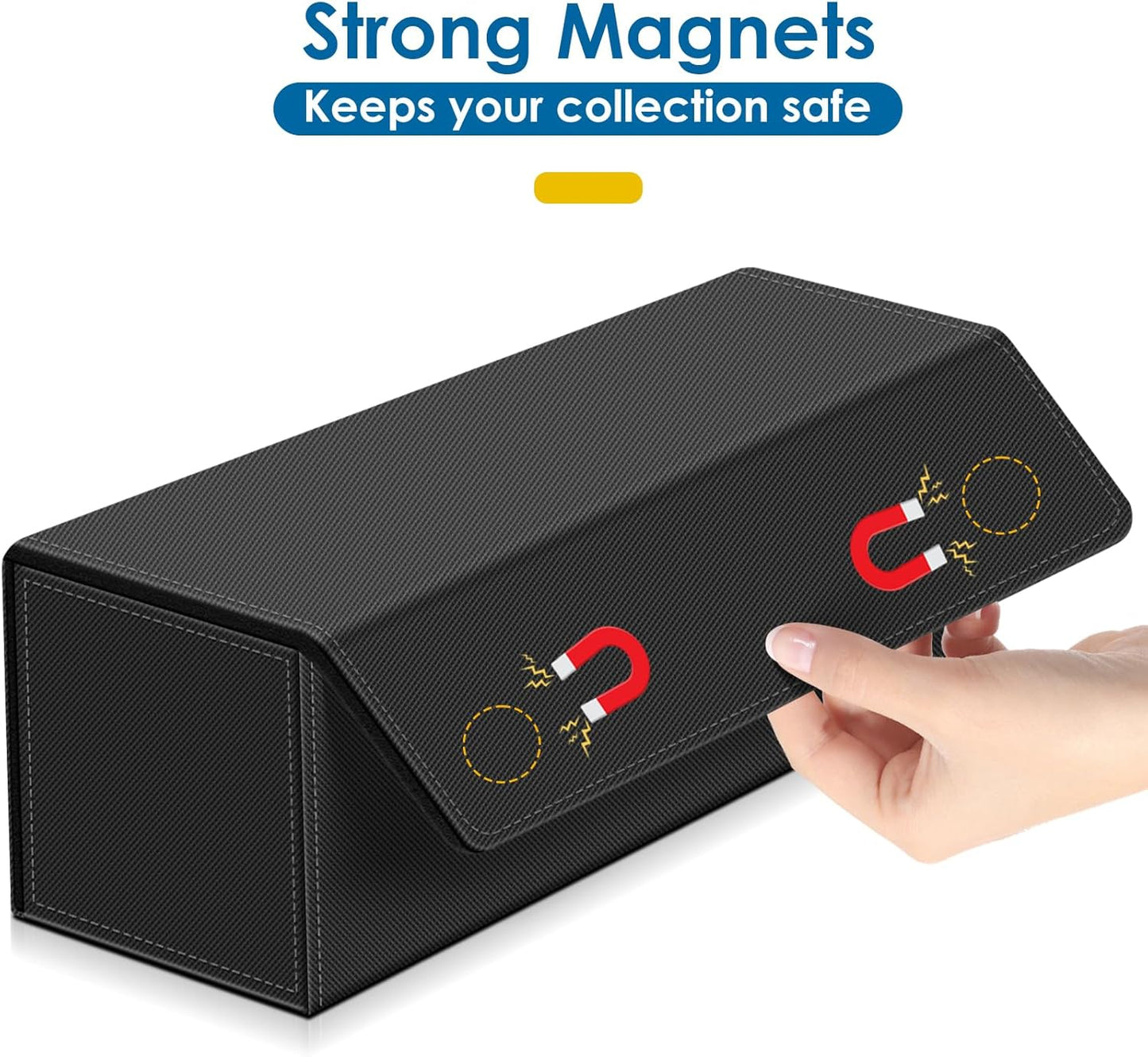 Card Deck Case for Trading Cards, Leather Magnetic Closure Commander Card Storage Box Holding 600+ Sleeved Cards Fit for MTG TCG and Sport Cards