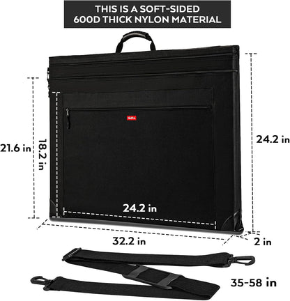 Nicpro Light Weight Art Portfolio Bag, 23x31 Black Art Canvas Portfolio Case with Detachable Shoulder Strap, Leather Corners, Carrying Storage Case for Artwork, Poster, Sketching, and Drawing