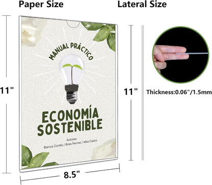 5pcs Wall Sign Holder 8.5"x11" Magnetic Sign Holder, Rigid Print Protectors with Magnet Strips and Adhesive Strips, Wall Mount Plastic Paper Holder for Office Store Home Window Display (Clear)