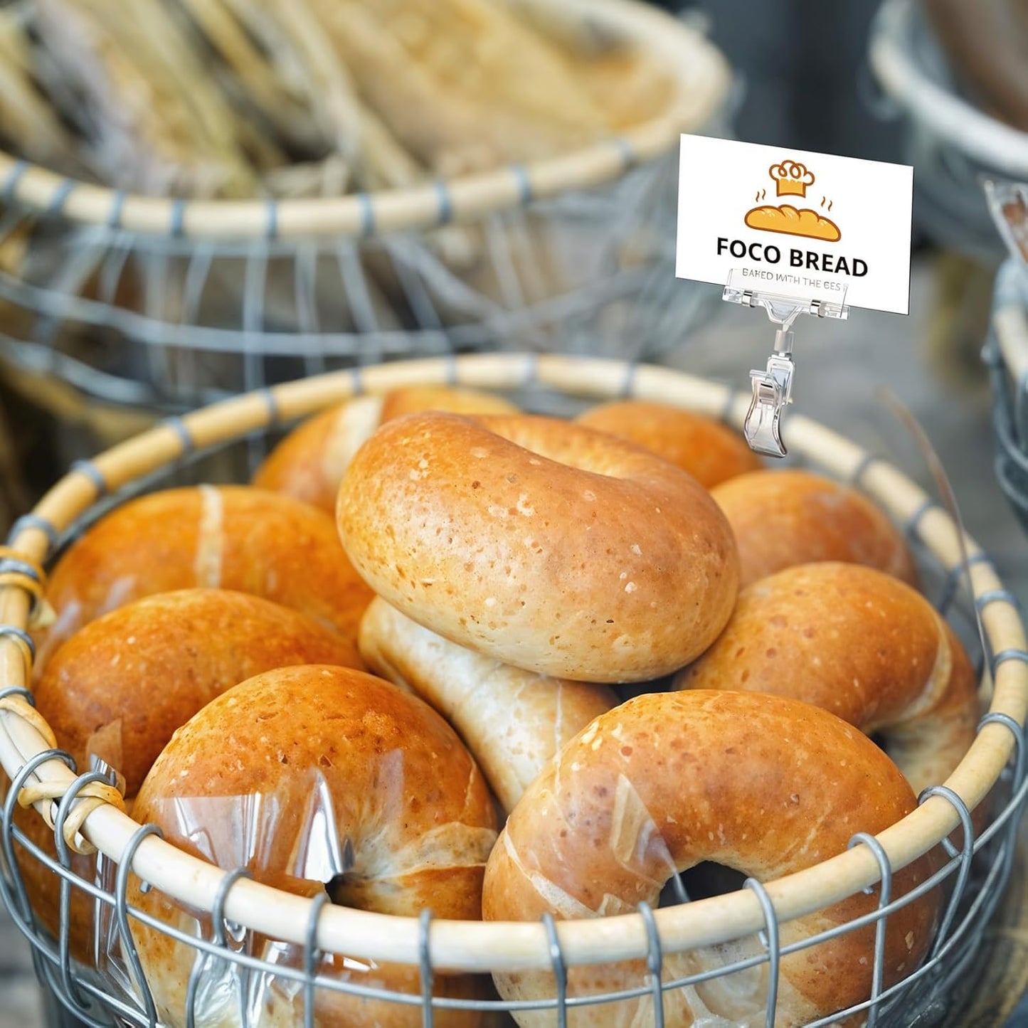 30Pcs Clear Sign Holder Clips for Retail Display, Plastic Price Sign Clamps Label Tag Acrylic Clips, Merchandising Rotatable Pop Clip for Retail Rack, Baskets or Cards