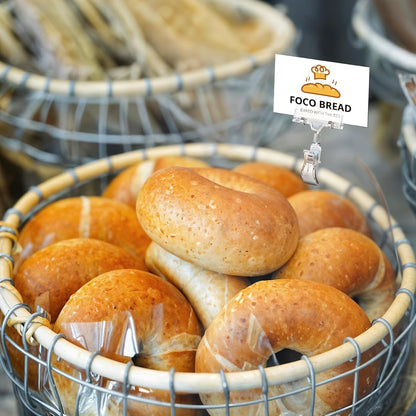 30Pcs Clear Sign Holder Clips for Retail Display, Plastic Price Sign Clamps Label Tag Acrylic Clips, Merchandising Rotatable Pop Clip for Retail Rack, Baskets or Cards