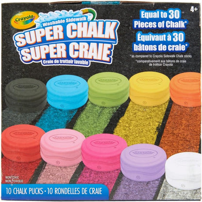 Crayola Washable Sidewalk Chalk for Kids, Long Lasting Super Chalk Set, Outdoor Chalk, 10 Assorted Colors