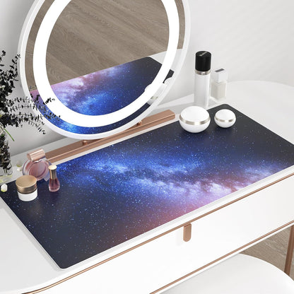 QIYI Large Desk Pad, Milky Way Mouse Pad Desktop Decor, Waterproof PU Leather Desk Cover Protector, Desk Accessories for Office Home Work Writing Gaming 31.5" x 15.7" - Blue Galaxy