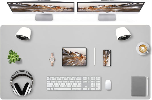 Bloss Large Desk Pad, 47.2" x 24" Desk Mat, Desk Pads on Top of Desks, Computer Mat Non-Slip, Desk Blotter Waterproof, Easy to Clean - Light Grey