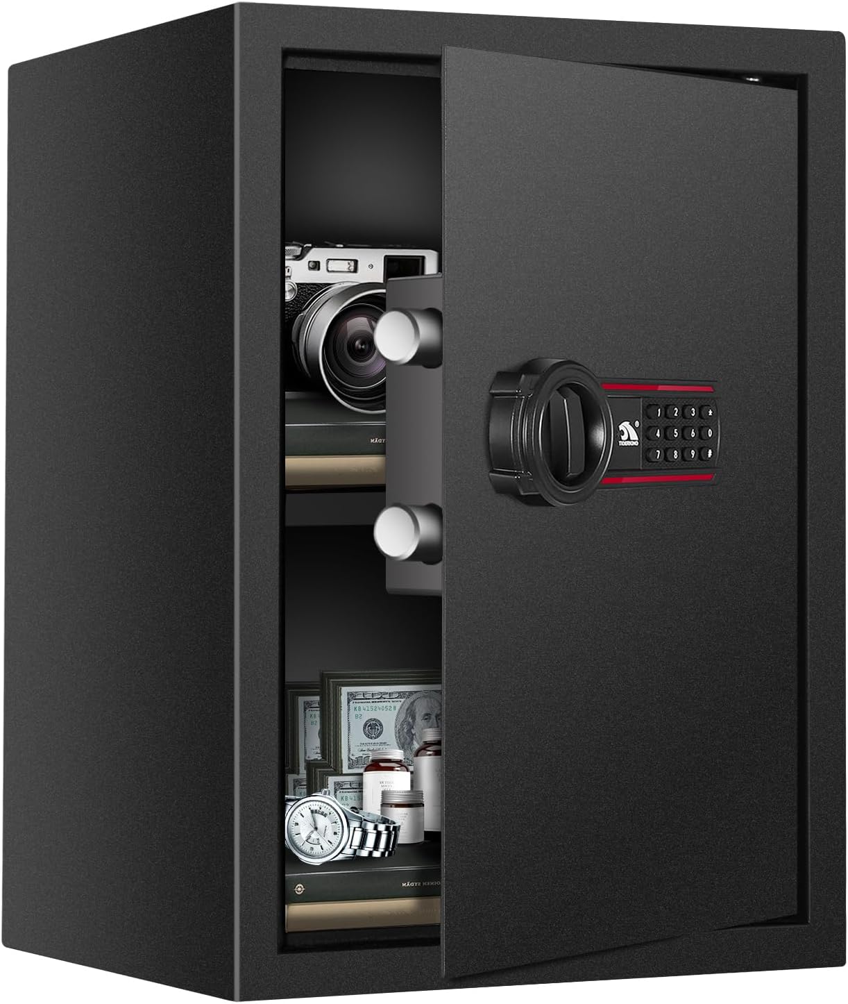 TIGERKING Digital Keypad Safe Box,1.8 Cubic Feet Medium Safe with Removable Shelf, Combination Lock Safes for Home, Office, Cash, Jewelry, Documents