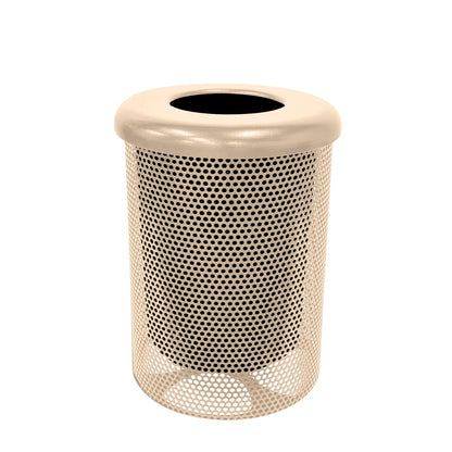 RFT-P-TAN Heavy Duty Round Trash Receptacle with Flat Top, Liner Included, 32 Gallon, Tan, Made in America