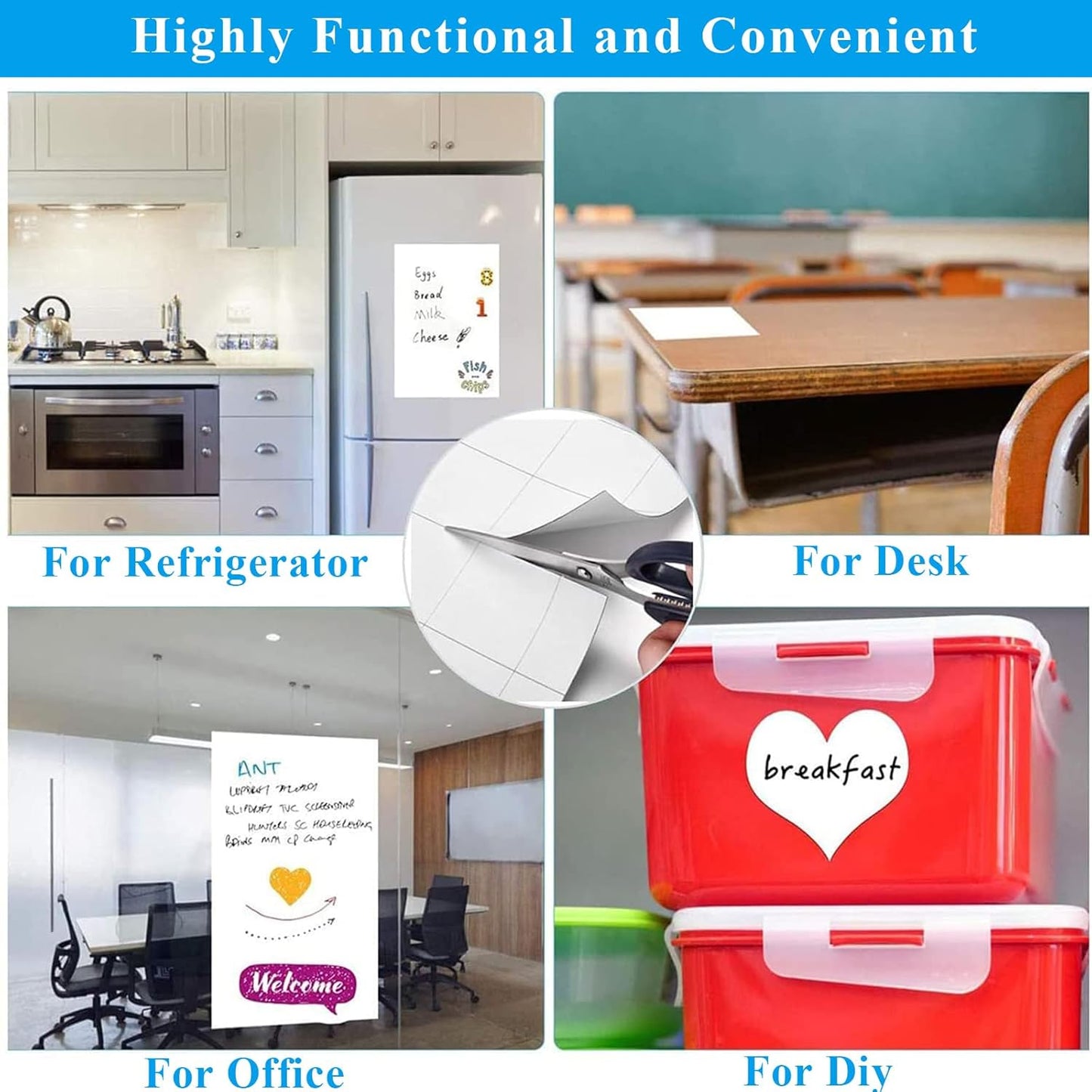 White Board Sticker Adhesive Backing, 12" x 16" Magnetic Dry Erase Board Contact Paper Stick on Wall, Whiteboard Sheet for Teacher Kids Classroom, Include Markers, Eraser with Magnet