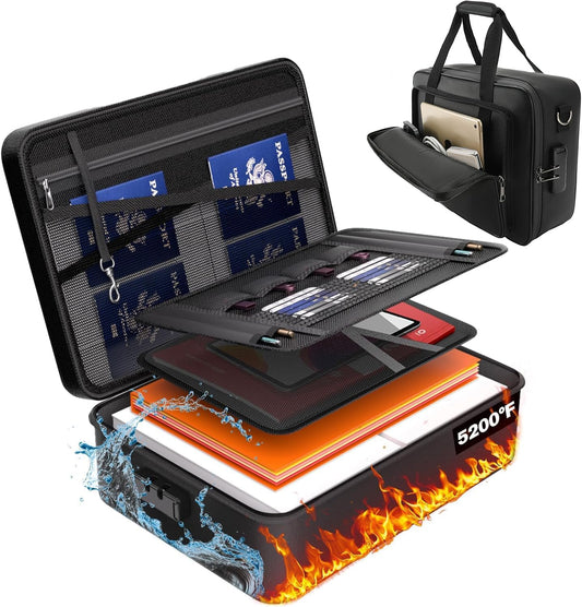 5200°F Fireproof Document Box, Important Document Organizer, Document Safe Box Fireproof Waterproof, 2025 Latest Model