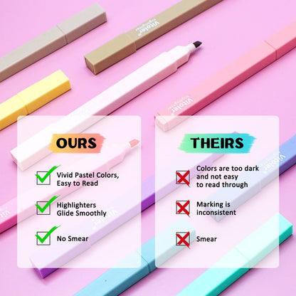 Vitoler 10 Pack Aesthetic Highlighters Soft Chisel Tip Bible Pastel Highlighters Cute Rainbow Color No Bleed Bible Highlighter,Great for Painting,Noting,Marking