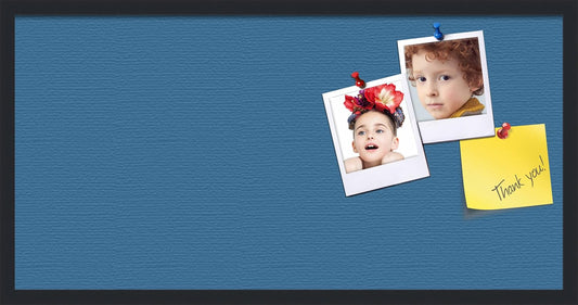 PinPix 36x18 Inch Cork Bulletin Board. This Decorative Framed Pin Board Comes with Navy Pastel Design and a Satin Black Frame. Ideal for Home Office Decor or Message Board (PinPix-1811)