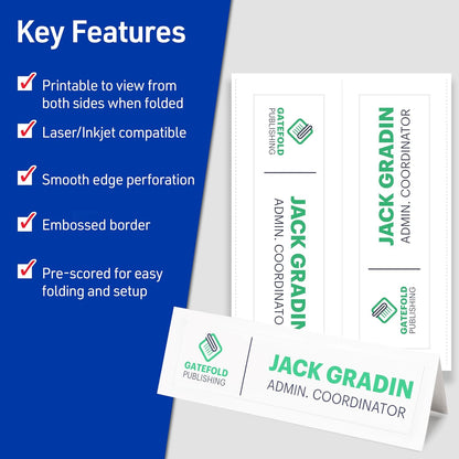 Avery Printable Tent Cards, 3.5" x 11", White with Embossed Border, 50 Blank Place Cards for Laser and Inkjet Printers (5309)