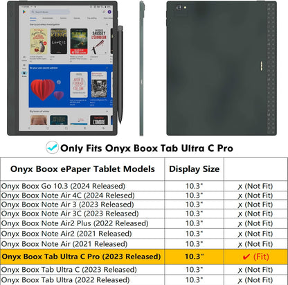 BOZHUORUI Case for 10.3" Boox Tab Ultra C Pro ePaper Tablet | with Sleep/Wake | Magnetic Adsorption | Pen Clasp Design | Thin & Light | PU Leather Smart Cover (Dark Blue)