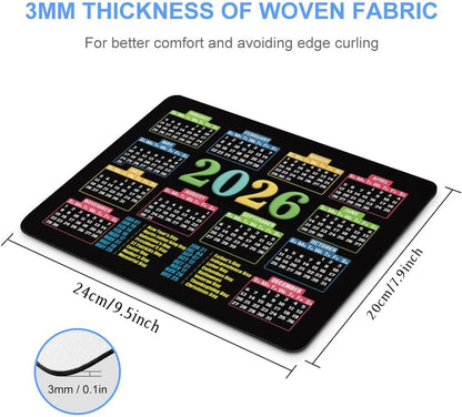 Mouse Pad 2026 Calendar,Computer Mouse Pads Calendars Non-Slip Rubber Desk Mat Mousepad Gaming Office Keyboard Mat (9.45x7.87 in) (Color Black)