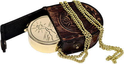 Brass Compass Engraved with Religious Scripture Verse - Ideal Gift for Son, Grandson, Daughter - Perfect for Baptism, Communion, Church and Graduation Day Present