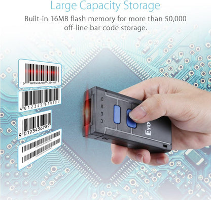 Eyoyo Mini 1D Wireless Barcode Scanner Bluetooth,3-in-1 Bluetooth&2.4G Wireless&Wired Connection, Portable Inventory Bar Code Reader Compatible with iPhone, Android, Windows, Mac Tablets or Computers