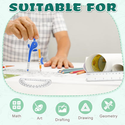 72 Pack Math Compass & Protractor Geometry Math Plastic Ruler Set Drawing Compass with Pencils 6 Inch Plastic Protractor for Geometry Bulk for Office Woodworking Art Drawing
