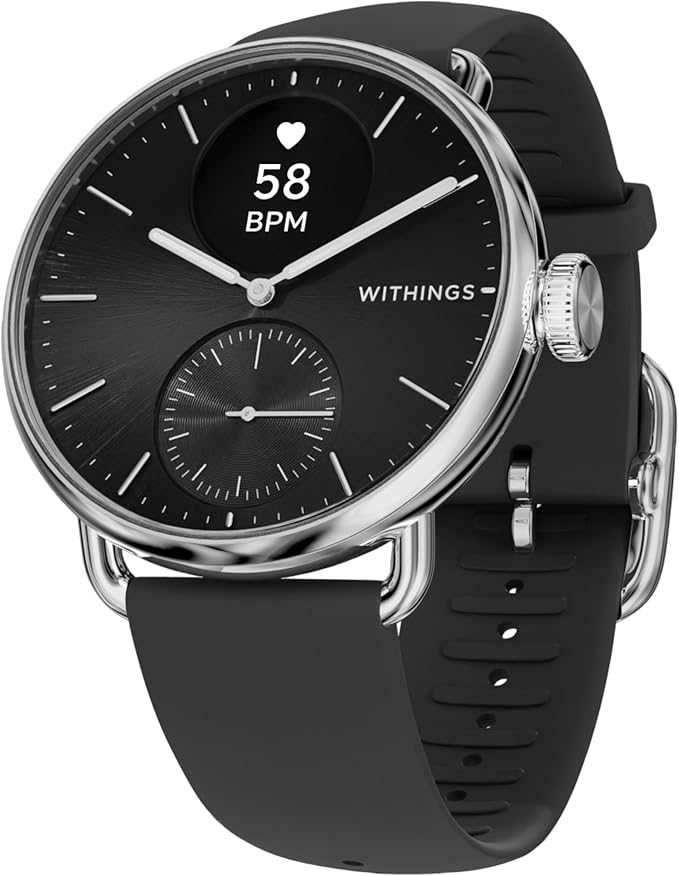 WITHINGS ScanWatch 2 - Hybrid Smart Watch, Heart Rate Monitoring, Fitness Tracker, Cycle Tracker, Sleep Monitoring, GPS Tracker, 30-Day Battery Life, Android & Apple Compatible, HSA/FSA