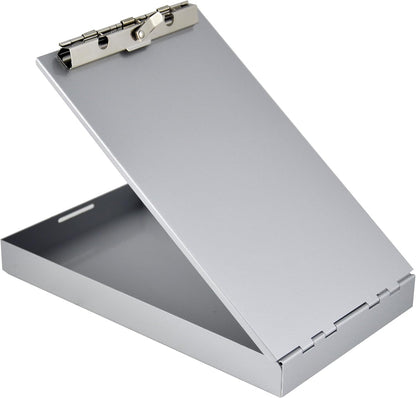 Saunders Silver Memo Size Aluminum Redi Rite Storage Clipboard with 1 Inch Storage Compartment and Self Locking Latch - Form Holder Perfect for Contractors, Truckers, and Office Use