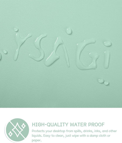 YSAGi Non-Slip Leather Desk Pad, Waterproof Laptop Computer Desk Keyboard Mat, Table Protector Blotter Mat, Large Mouse Pad for Office/Work/Home/Decor(Pale Green, 31.5" x 15.7")