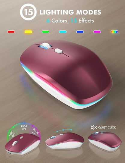 Wireless Keyboard and Mouse Combo - RGB Backlit, Rechargeable & Light Up Letters, Full-Size, Ergonomic Tilt Angle, Sleep Mode, 2.4GHz Quiet Keyboard Mouse for Mac, Windows, Laptop, PC