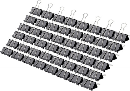 Binder Clips,Qimailer Medium Clips,48 Pcs,1.25 Inch,Black Metal Binder Clips and Paper Clips for Office, Home, School