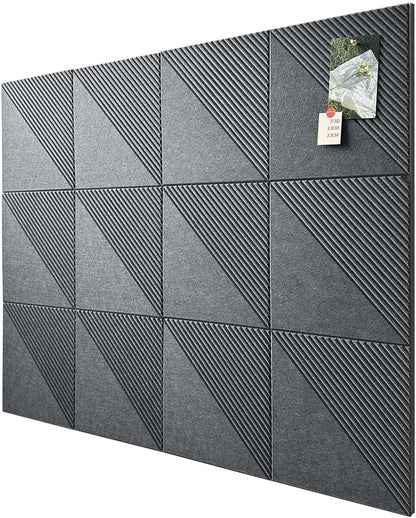 Large Cork Board for Walls 48"x 36", 12 Pack Felt Wall Tiles with Safe Removable Adhesive Tabs, Cork Board for Office,Pinboard Bulletin Board - Dark Gray