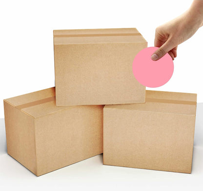 PARLAIM 3 Inch Round Color-Code Dot Stickers, 500 Color Coding Circle Labels per Roll Dispenser Box for Inventory, Pink