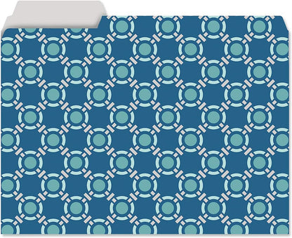 Current Coastal Blues File Folders Value Pack - Bulk Set of 24, 6 Pretty Decorative Designs, 1/3 Cut Tabs, Heavy-Duty Paper Stock, Office Supplies for Home & Work, 9-½” x 11-¾” Letter Size