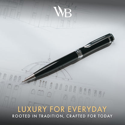Wordsworth and Black Mechanical Pencil Graphite Lead- Stunning Luxury Metal Pencil, Black Lacquer Chrome Finish, 0.7mm Led, Best Gift Set for Men & Women, Professional Executive Office Pencils