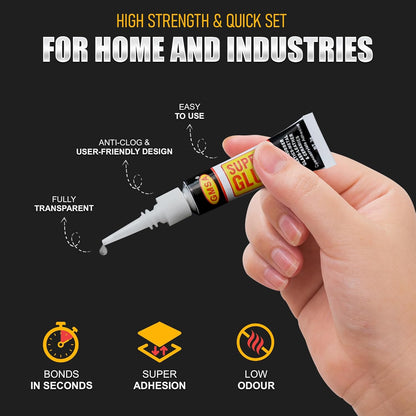 4 Pack Super Glue All Purpose, Fastest & Toughest Adhesive 3g Instant Repair Unbreakable Bond, Strong Superglue Liquid for Hard Plastic, Rubber, Metal, Leather, Ceramics, Wood, DIY Craft