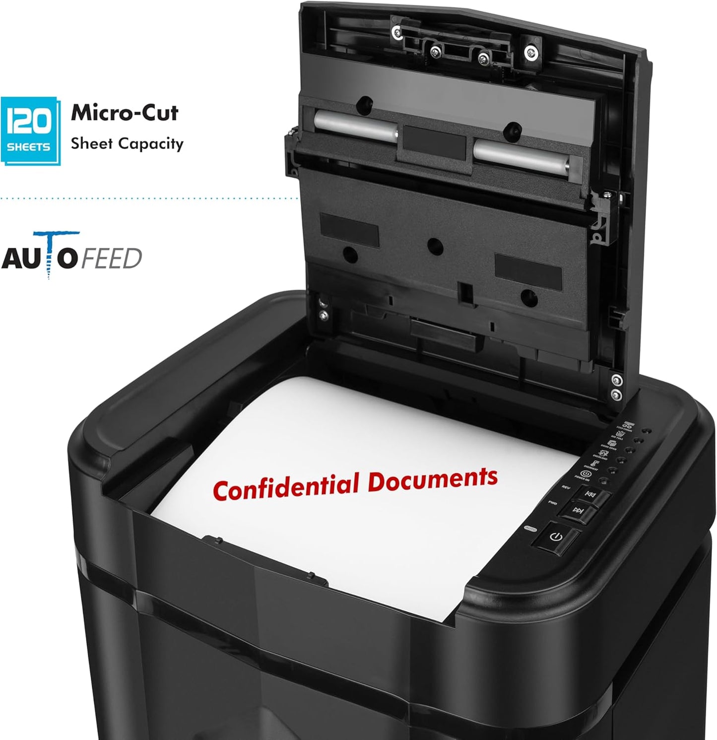 Aurora High Security 120-Sheet Auto Feed Micro-Cut Paper and Credit Card Shredder with 5 Gallon Pullout Basket / 60 Minutes/Security Level P-5